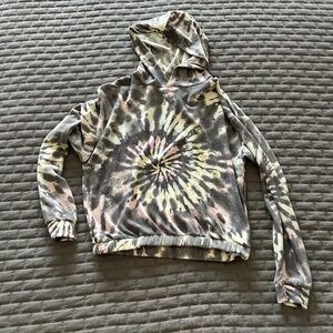 Art Class | Girls Tie Dye Charcoal Cropped Hoodie - Size XXL/18